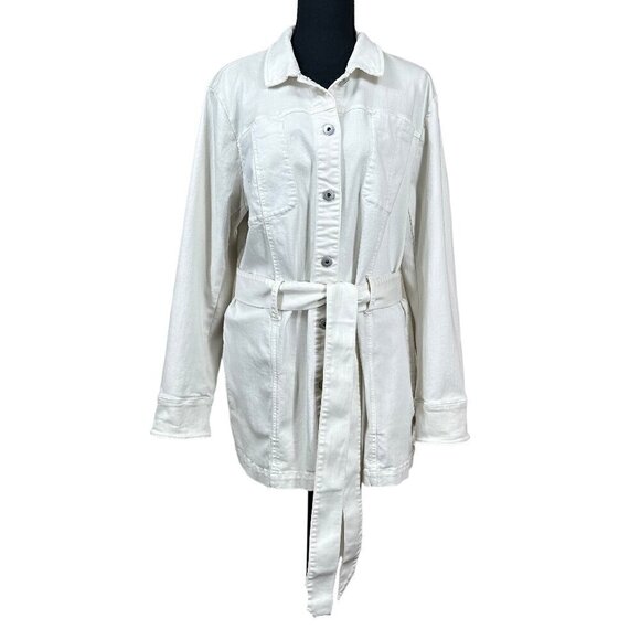 j. jill White Removeable Tie Button Front Utility Jacket Size L - Picture 1 of 14